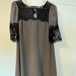 Anthropologie dark grey silk dress